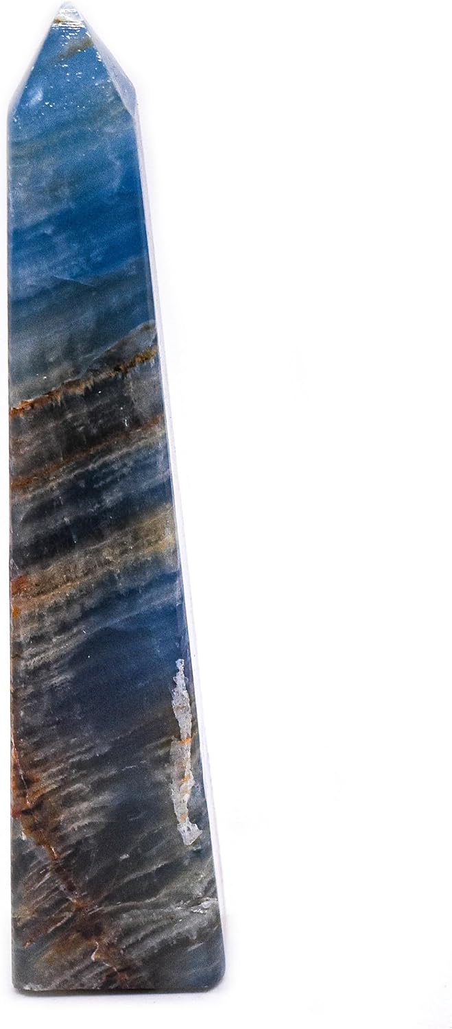 HQRP 37 Inch Blue Banded Onyx Obelisk Natural Decor Specimen Tower