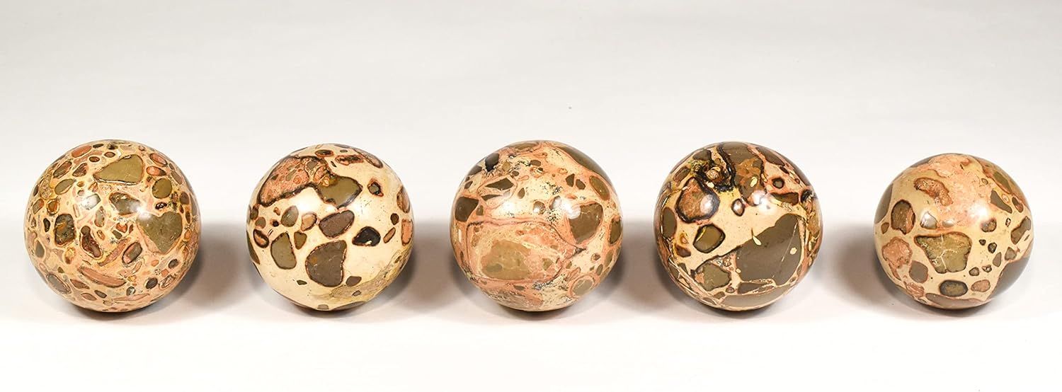 HQRP 47mm Leopardite Jasper Sphere Natural Crystal Mineral Ball with Stand