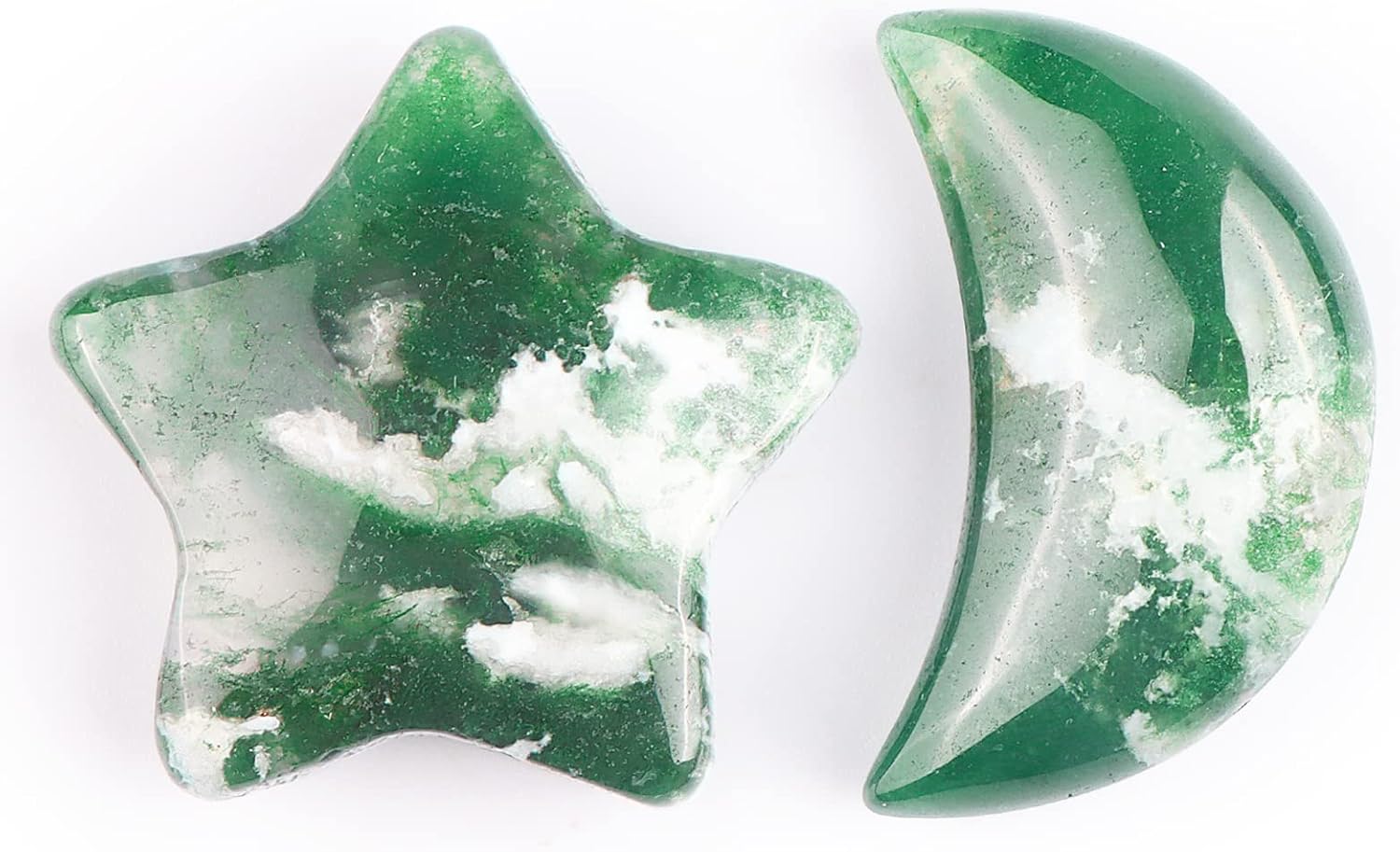 SMQ Moss Agate Moon Star Healing Crystal Set