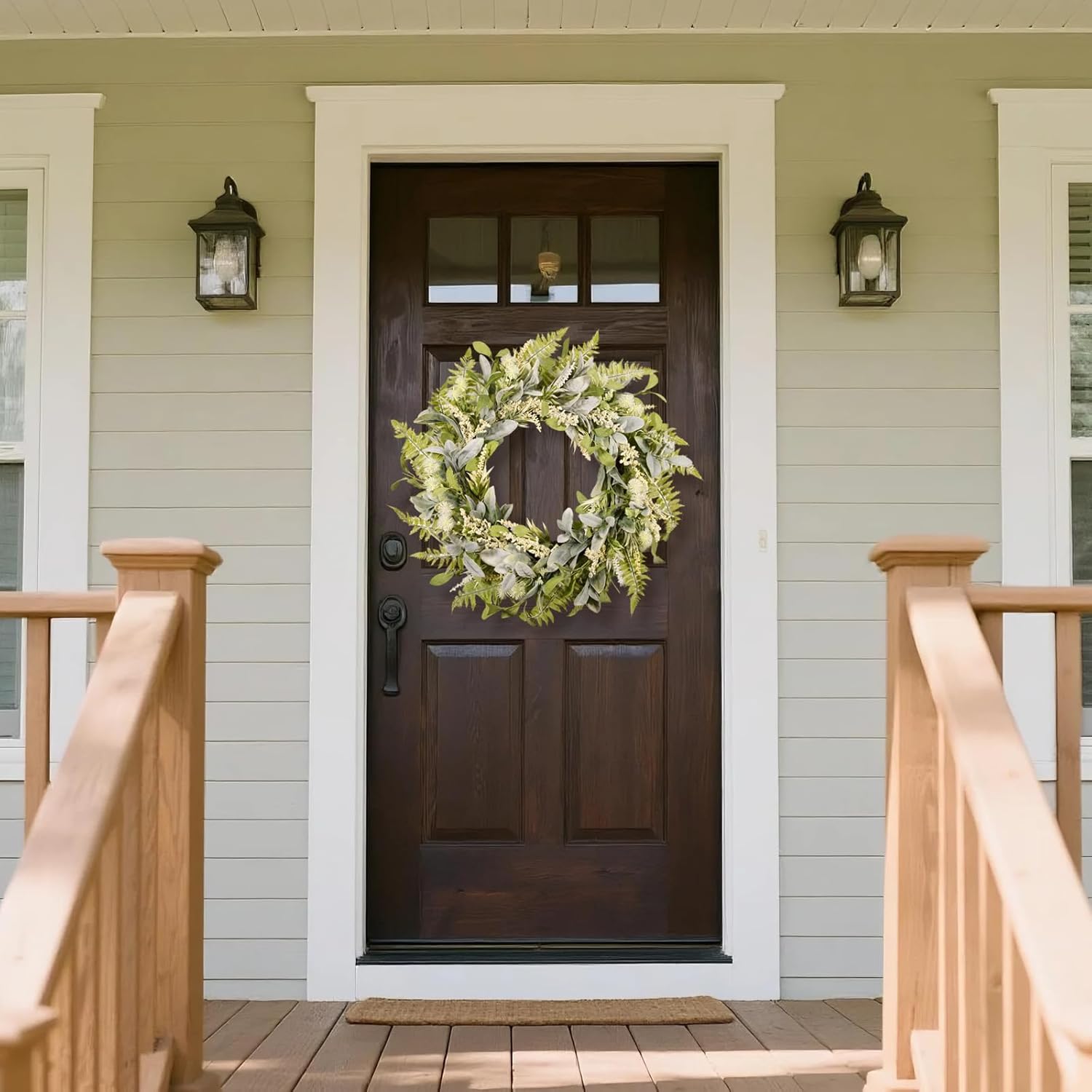21 Inch Artificial Eucalyptus Wreath for Front Door