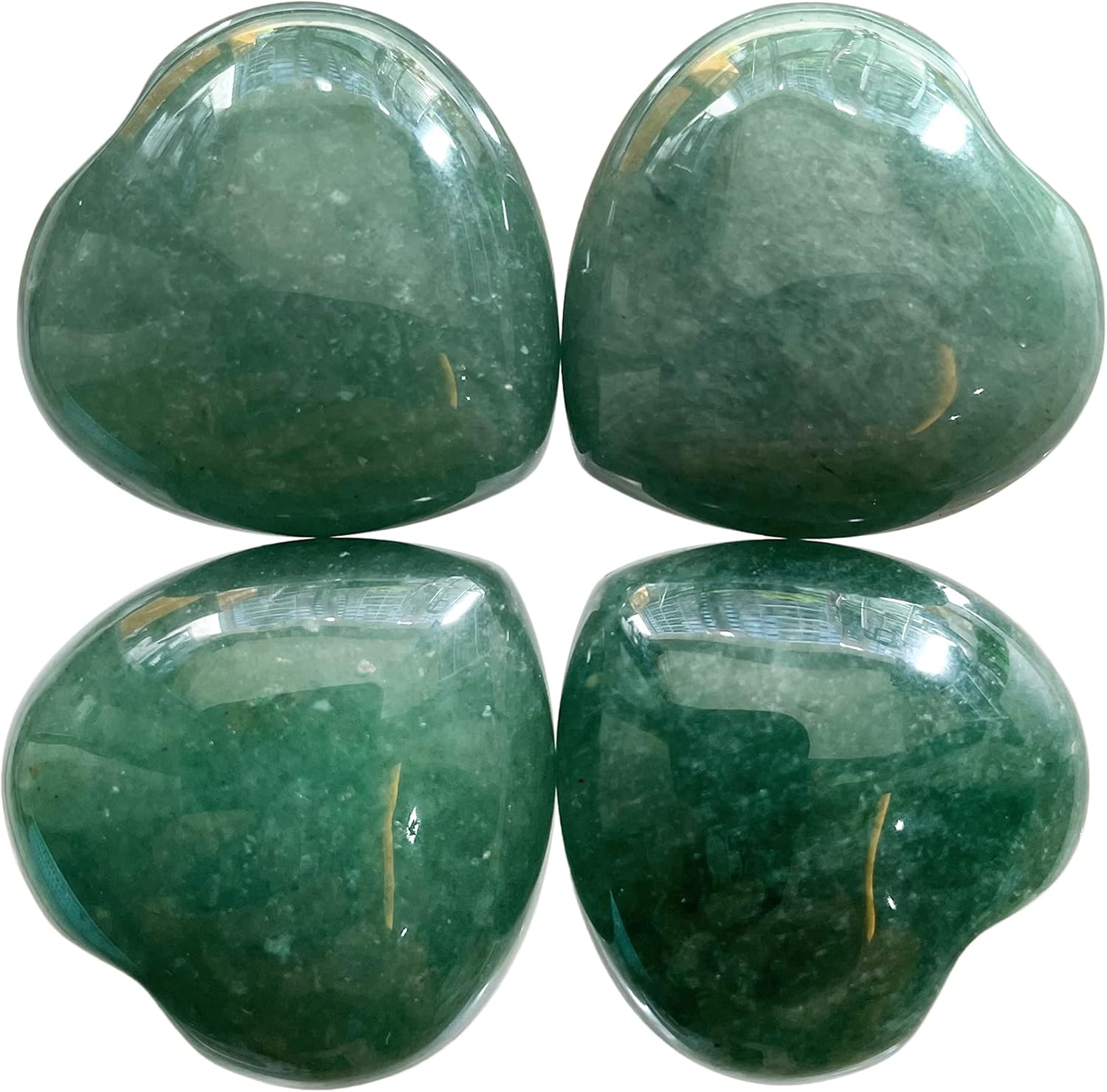 Fekuar 4Pcs Natural Green Aventurine Heart Pocket Stone Set