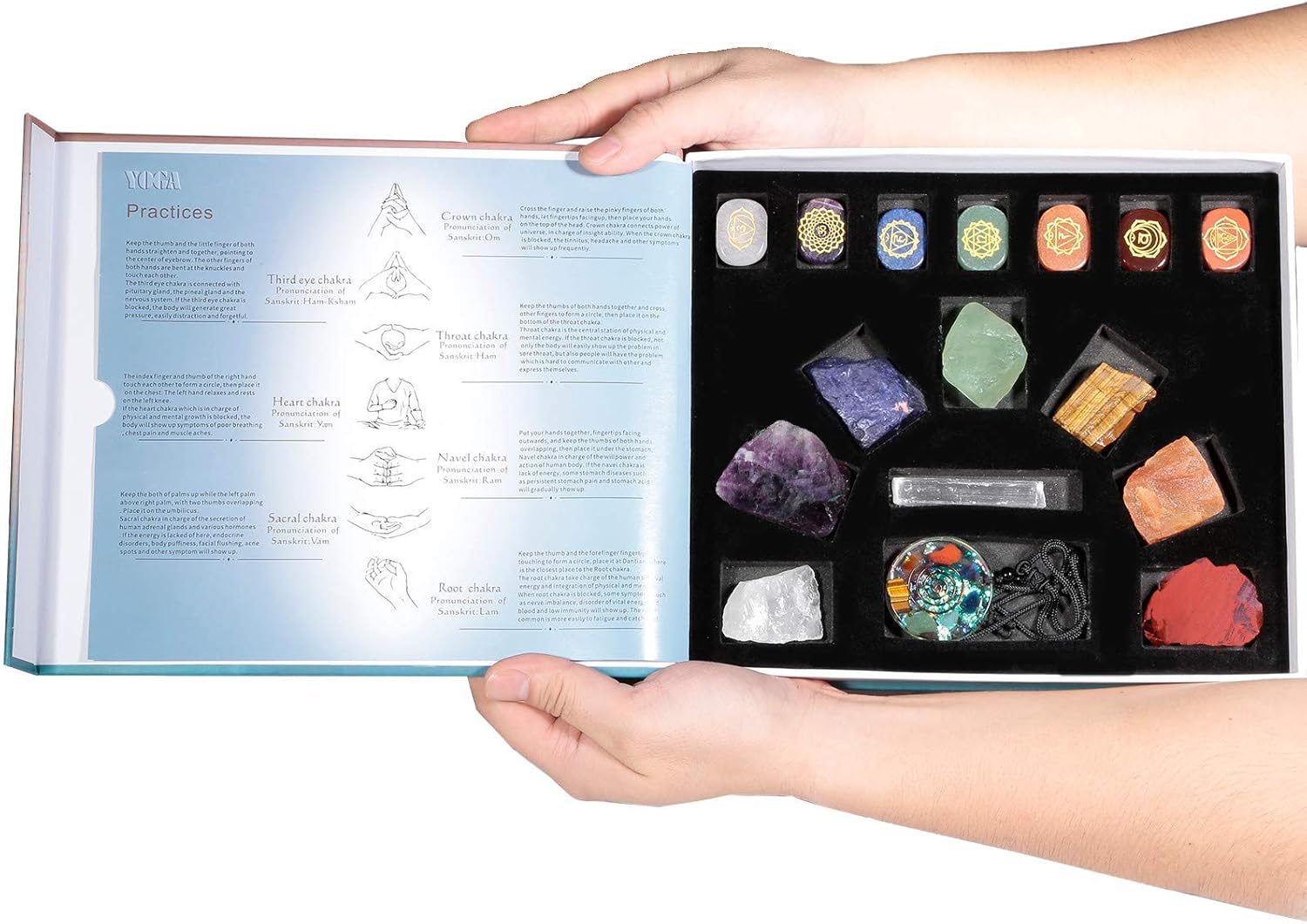 Mookaitedecor Bundle - 2 Items Chakra Healing Stones Mini Glass Wishing Bottles Set