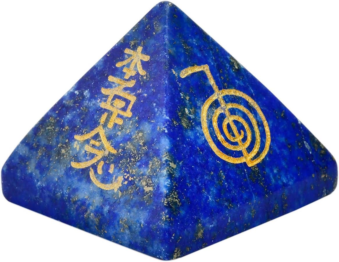 Lapis Lazuli Witches Runes Set Crystal Pyramid for Feng Shui Meditation Decor