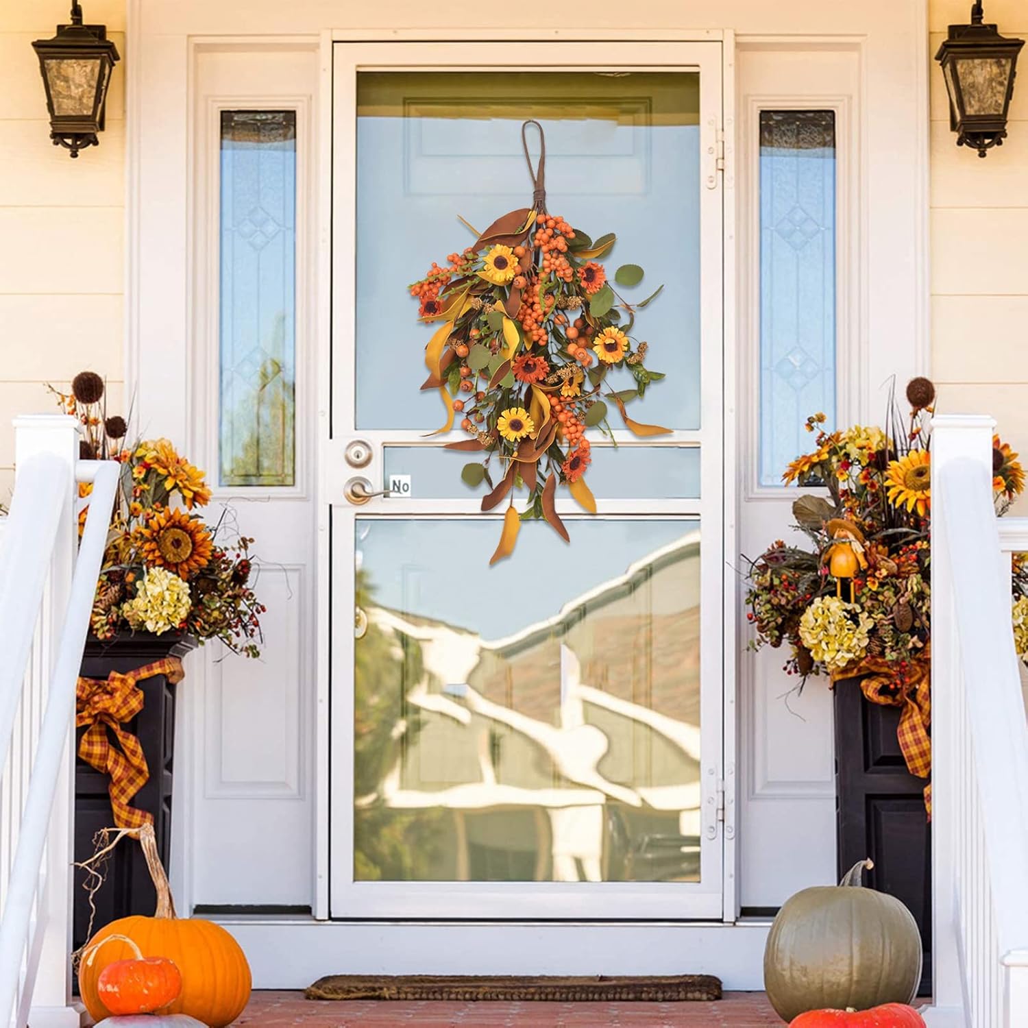 197 Inch Fall Harvest Teardrop Wreath Wall Hanging