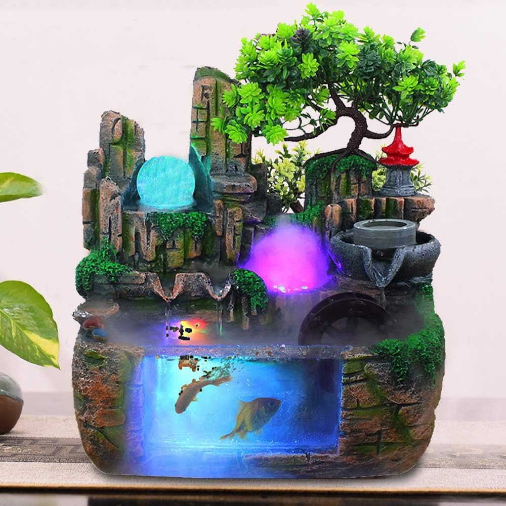 AngelcityCC Fountain Waterfall Indoor Zen Meditation LED Lamp