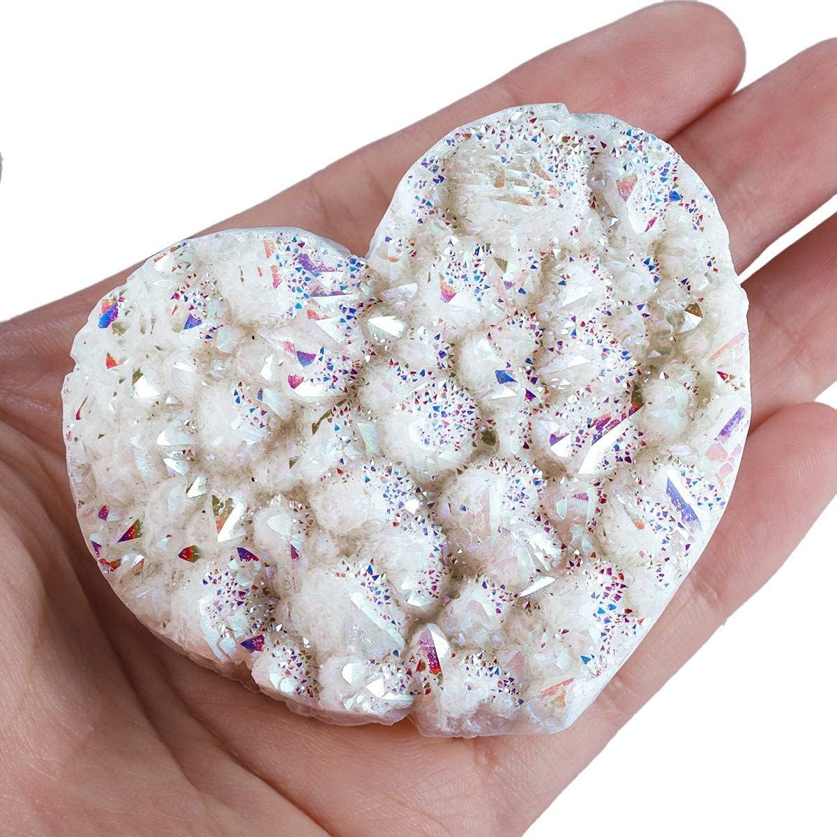 Rockcloud Titanium Coated Crystal AB Rough Stone Cluster Druzy Geode Figurine 2 Pcs