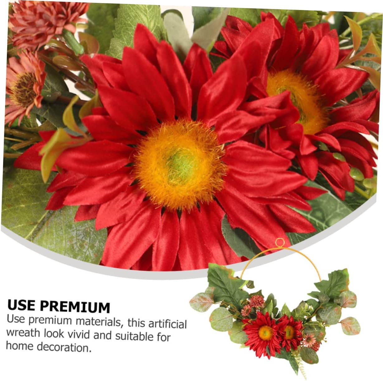 PRETYZOOM Artificial Sunflower Wreath for Thanksgiving Decor