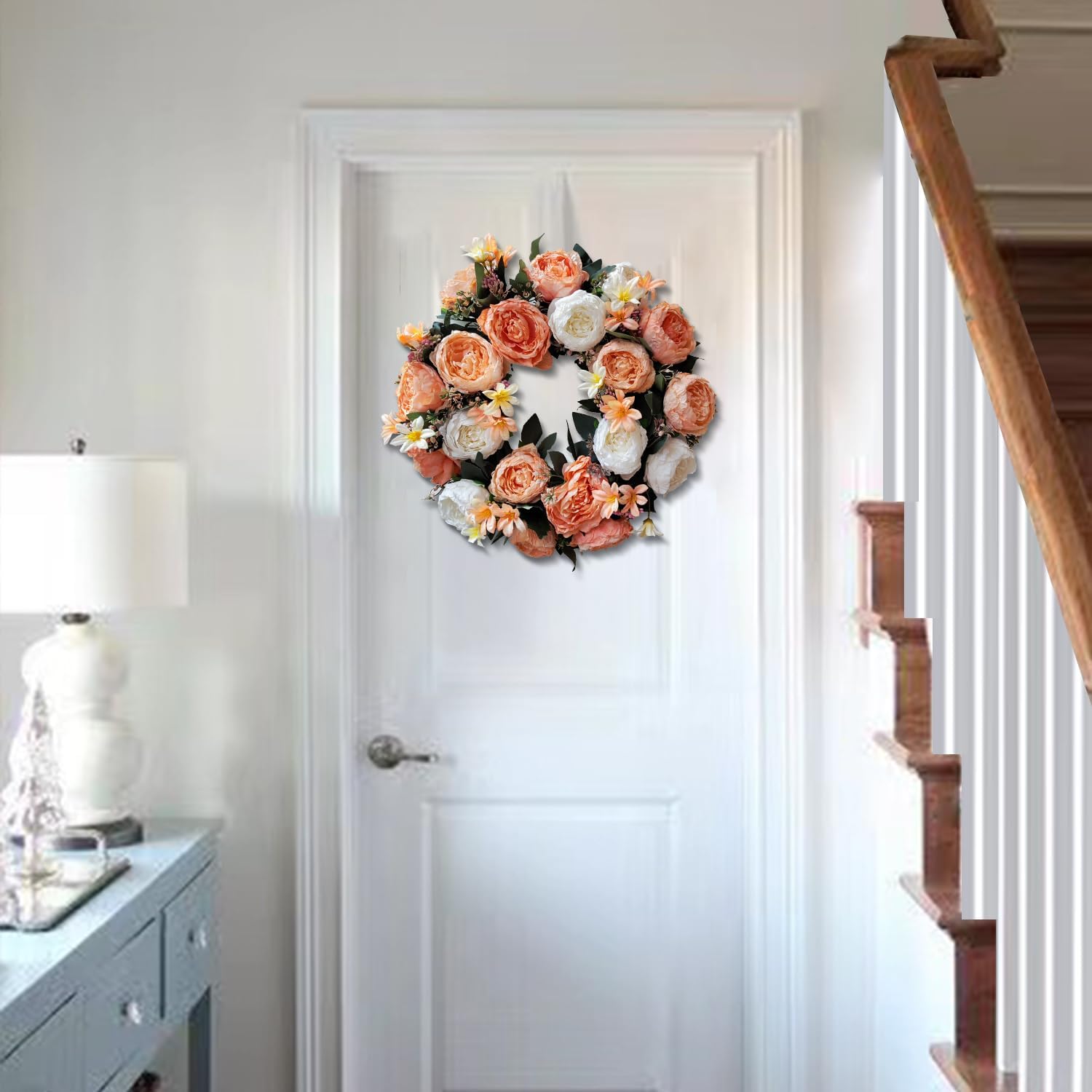WANNA-CUL 20 Inch Spring Wreath for Front Door Decor