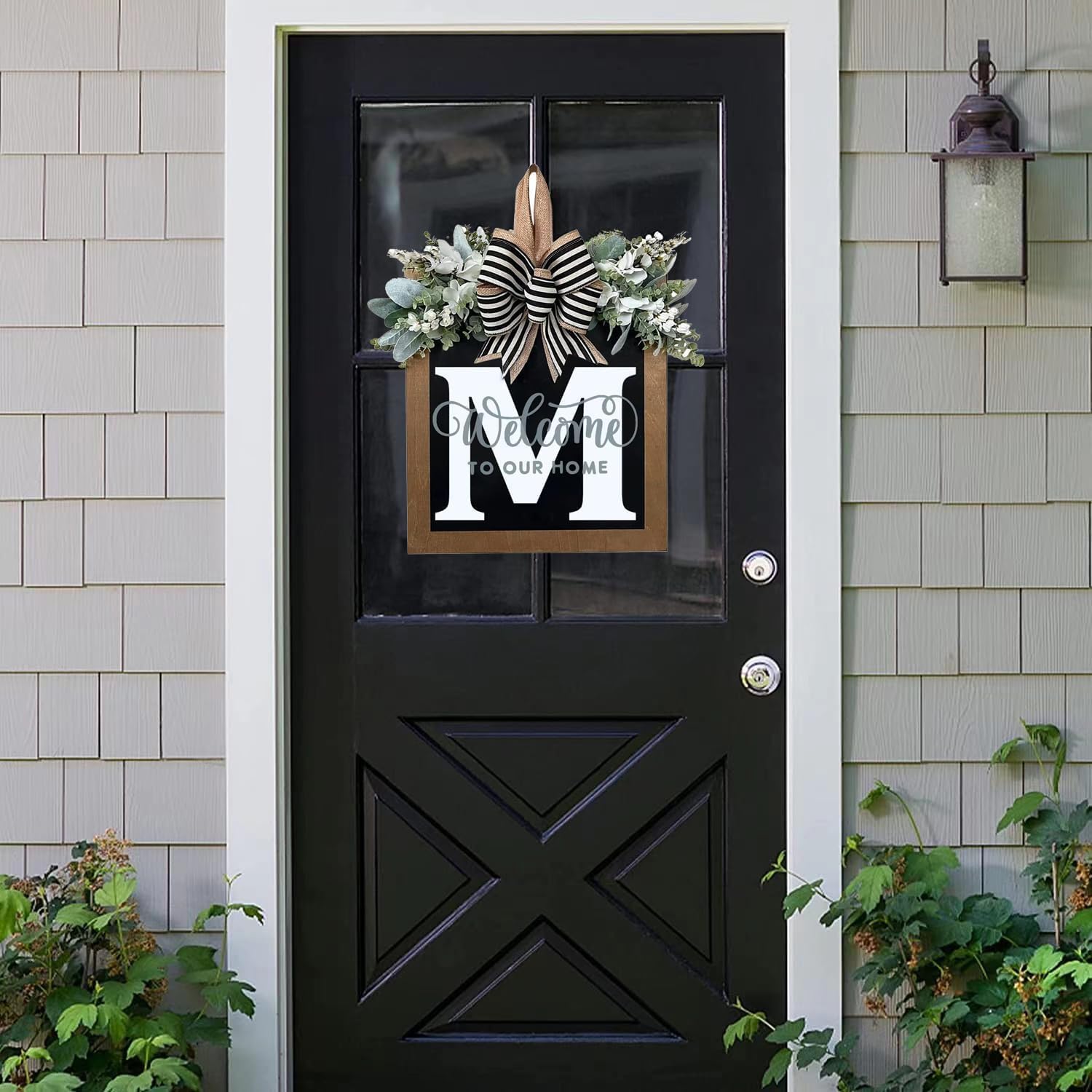 16 Personalized M Letter Wooden Welcome Sign