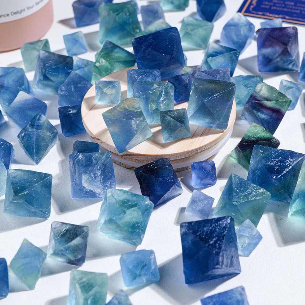 Wholesale Blue Fluorite Octahedron Healing Stone Home Decor