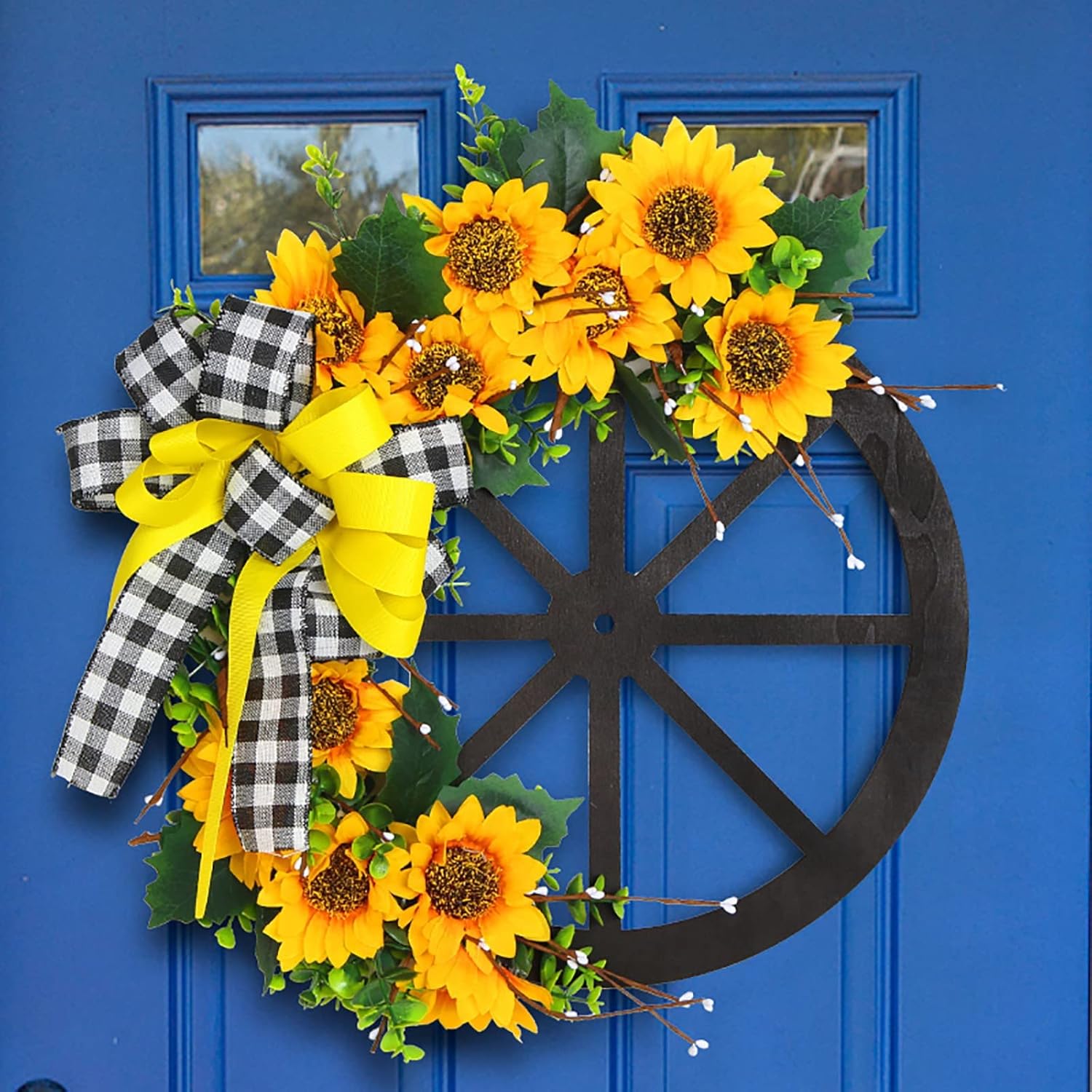 Summer Sunflower Bee Wreath for Front Door Decor