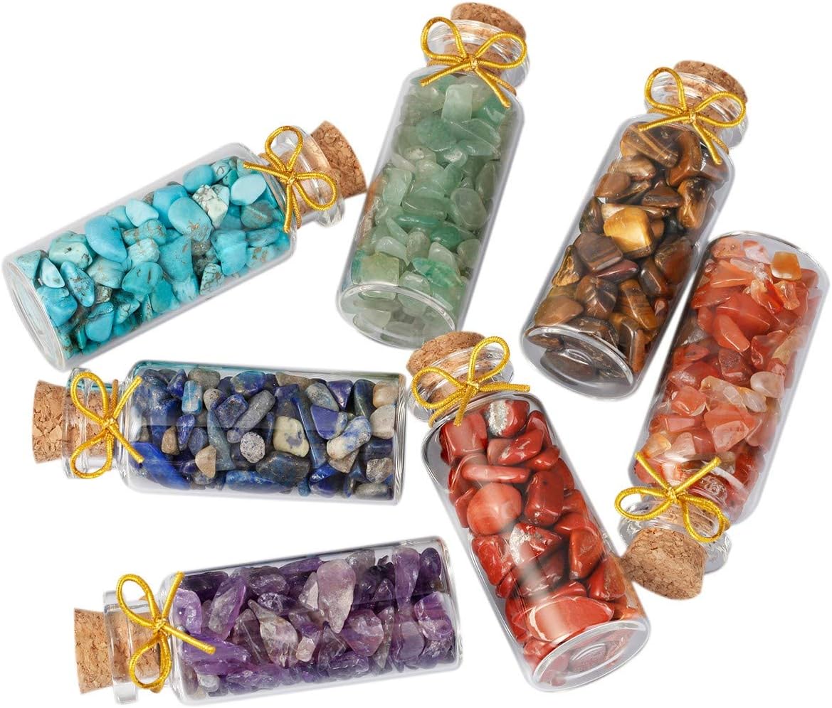 SUNYIK 7 Chakra Wishing Bottles Crystal Wand Set