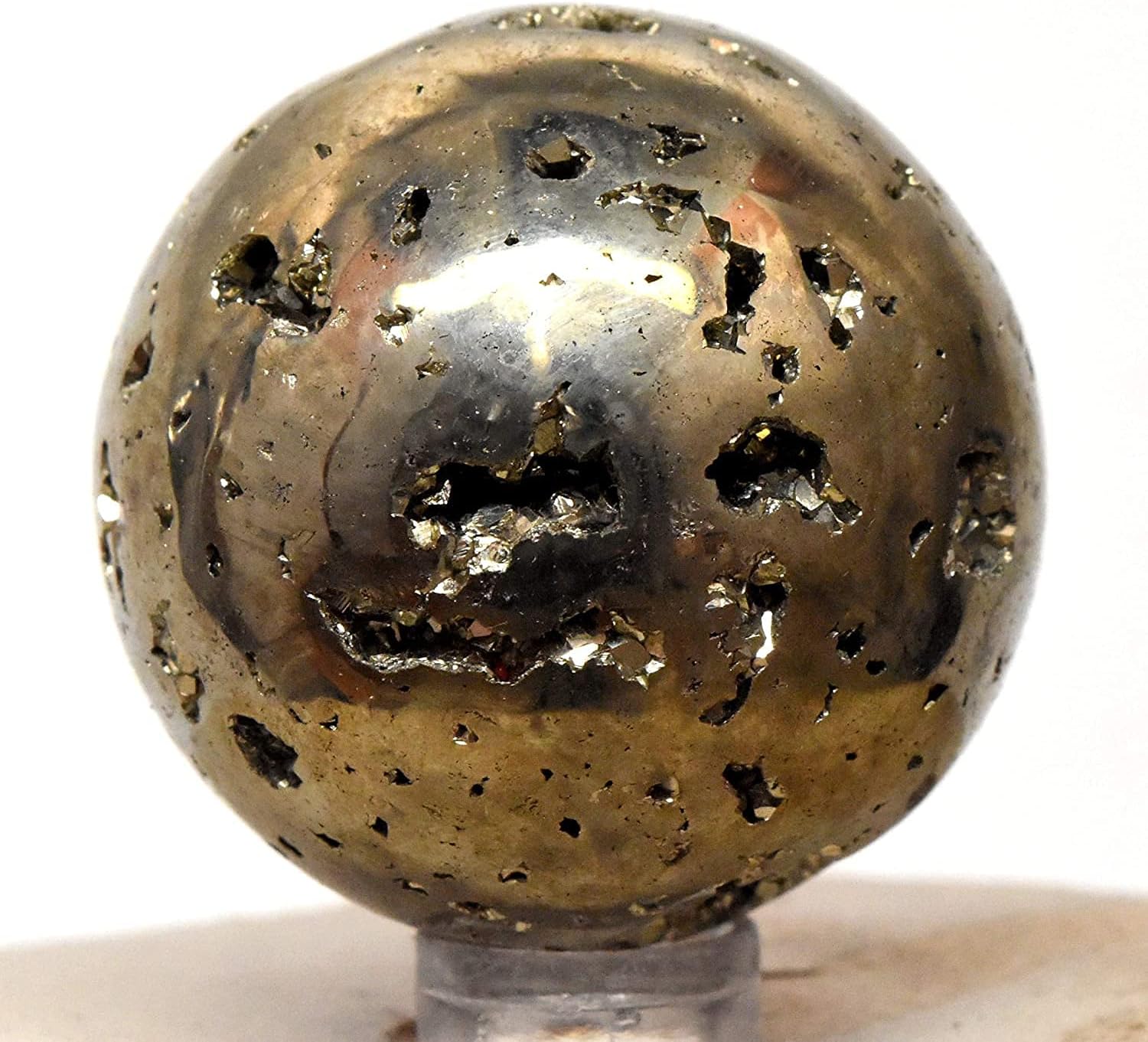 HQRP Golden Pyrite Sphere 46mm Natural Crystal Decor with Stand