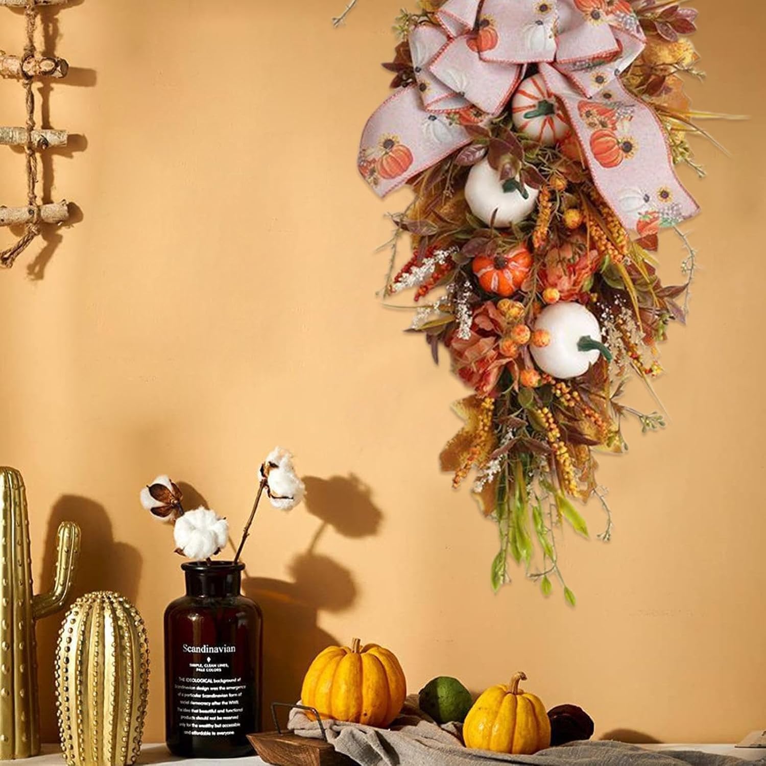 Fall Floral Teardrop Swag for Autumn Decor