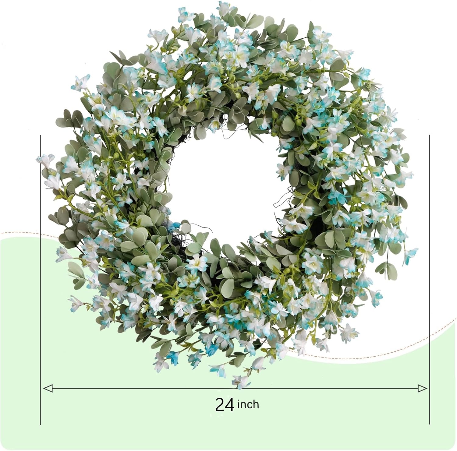 Summer 24-Inch Wreath Blue Flower Front Door Decoration
