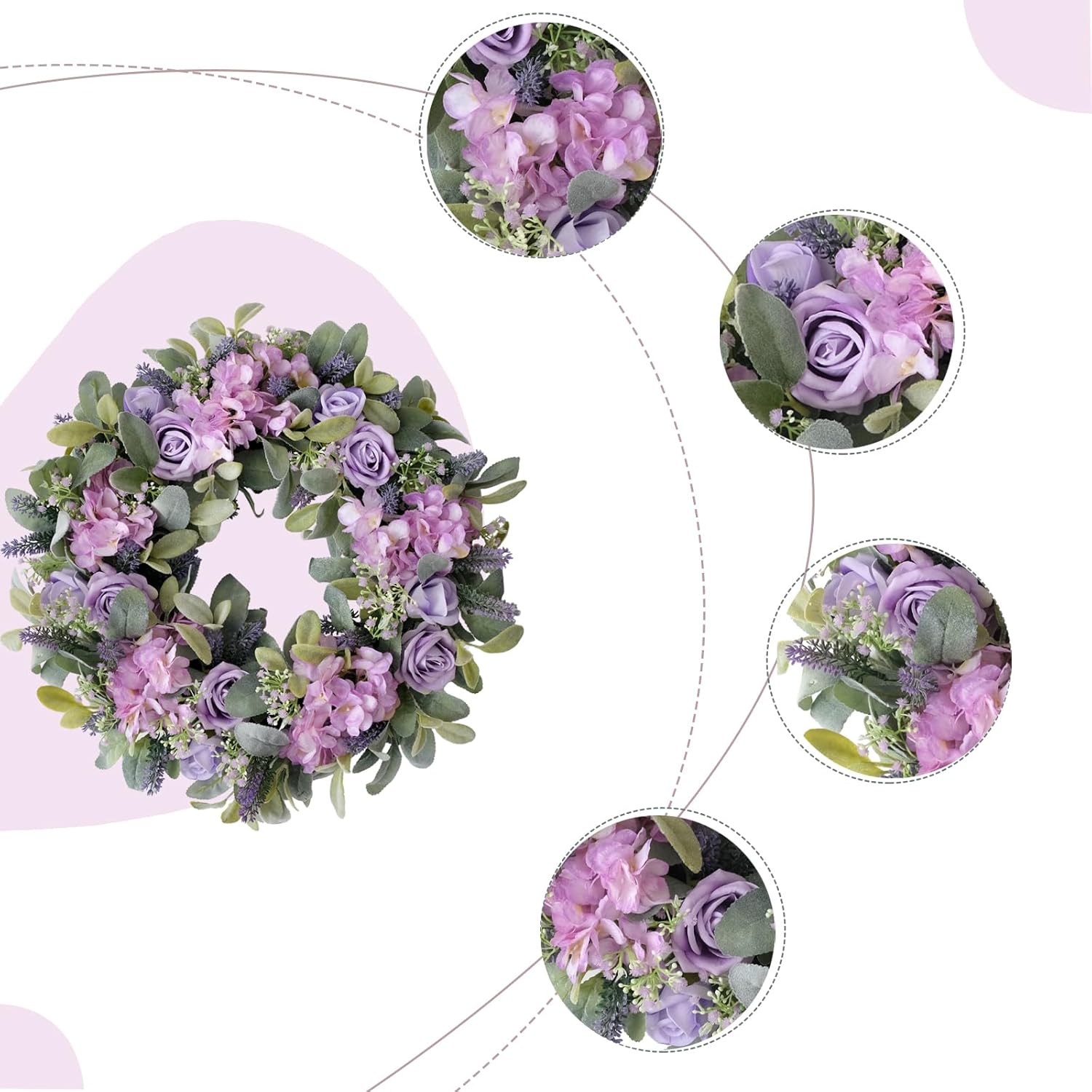 Artificial Spring Wreath 22 Inches Front Door Decor