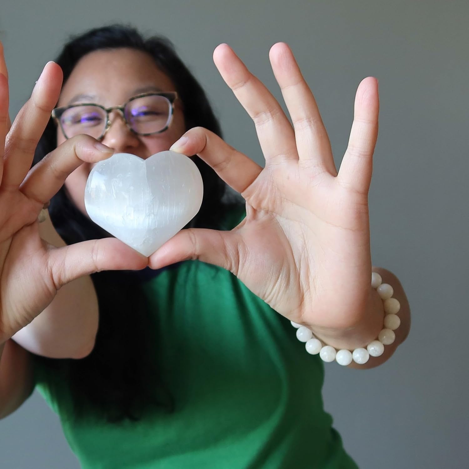 Satin Crystals Selenite Heart 30-35 Inch