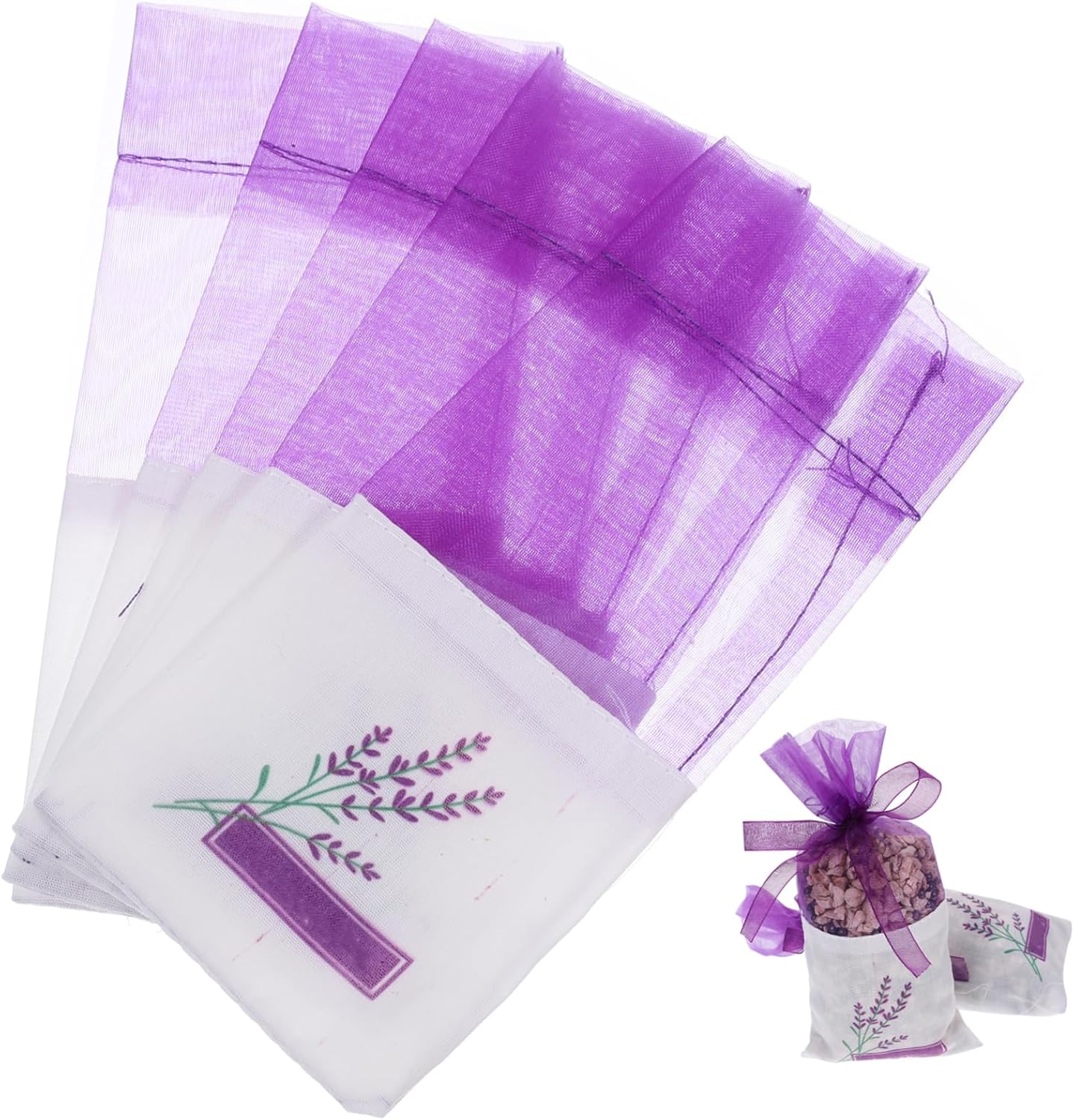 25 Pack Lavender Sachet Bags with Ribbons