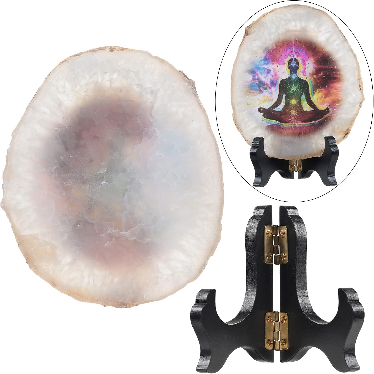 Tumbeelluwa 7 Chakra Agate Slice with Stand