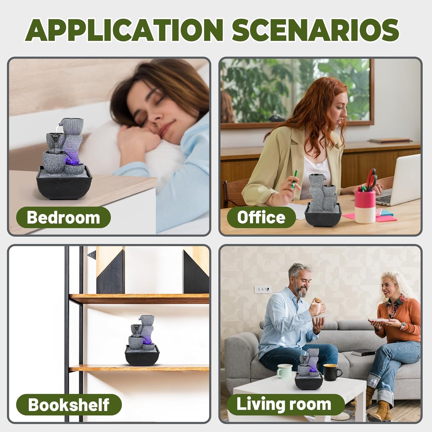 Indoor Tabletop Water Fountain with Color LED Light