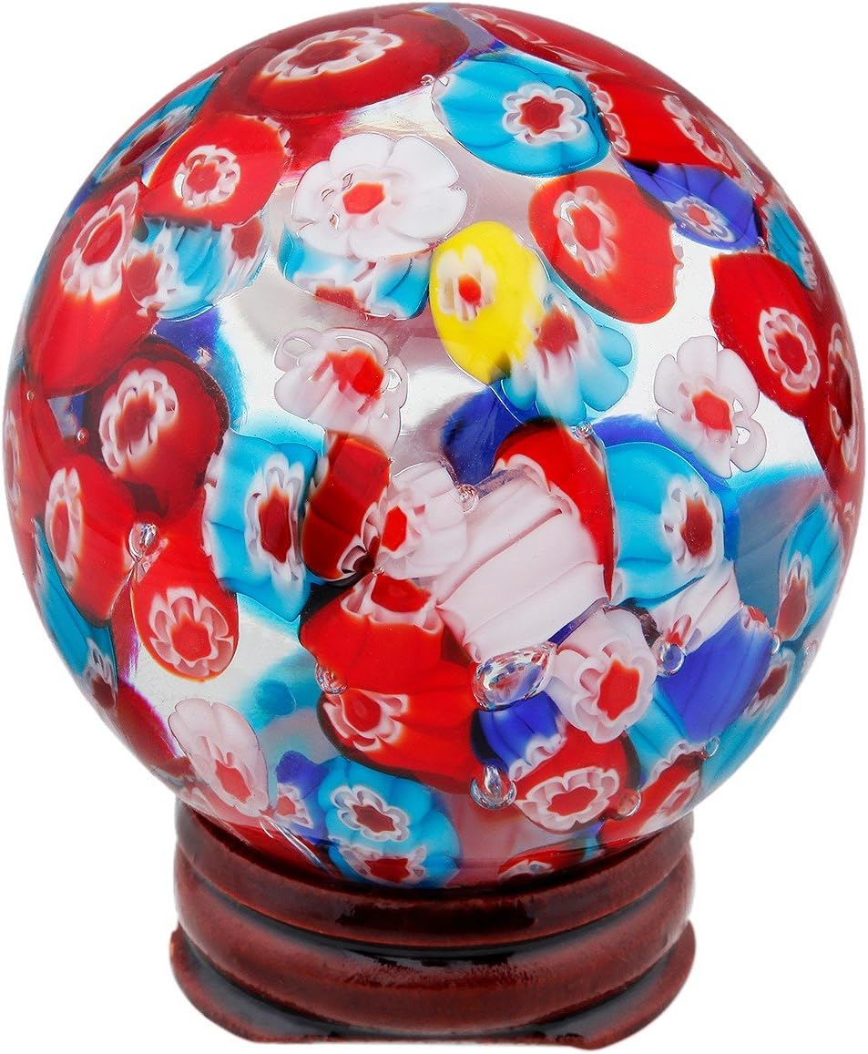 Marano Glass Crystal Ball with Wood Stand