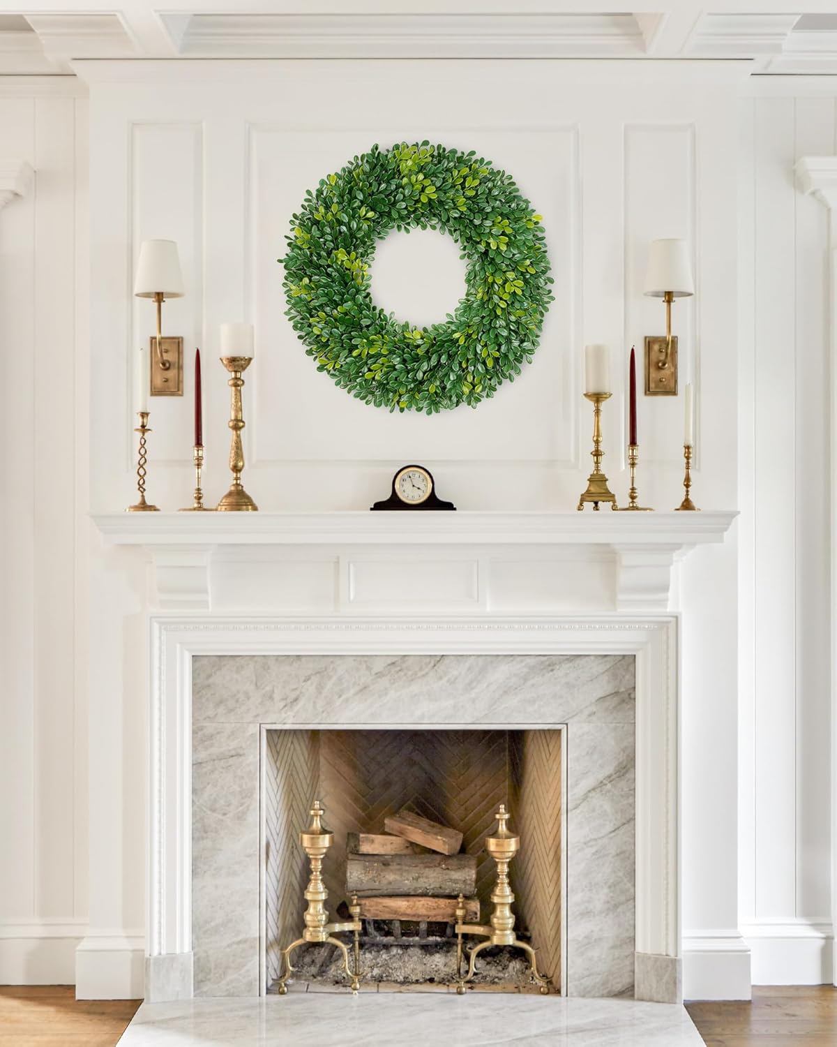 Vlorart 20 Inch Boxwood Wreath for Front Door