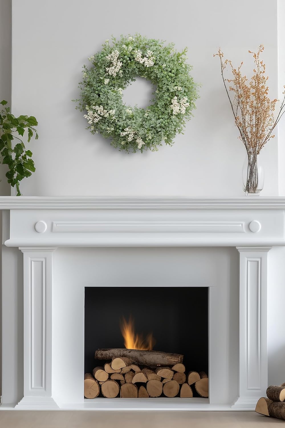 Realistic Greenery Wreath for Front Door - 197 Inch Artificial Eucalyptus Spring Decor