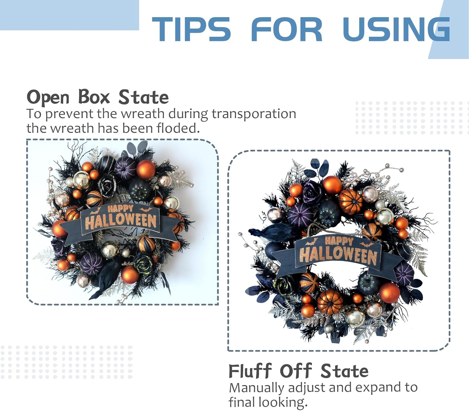 Halloween Glitter Pumpkin Wreath with Decorative Elements