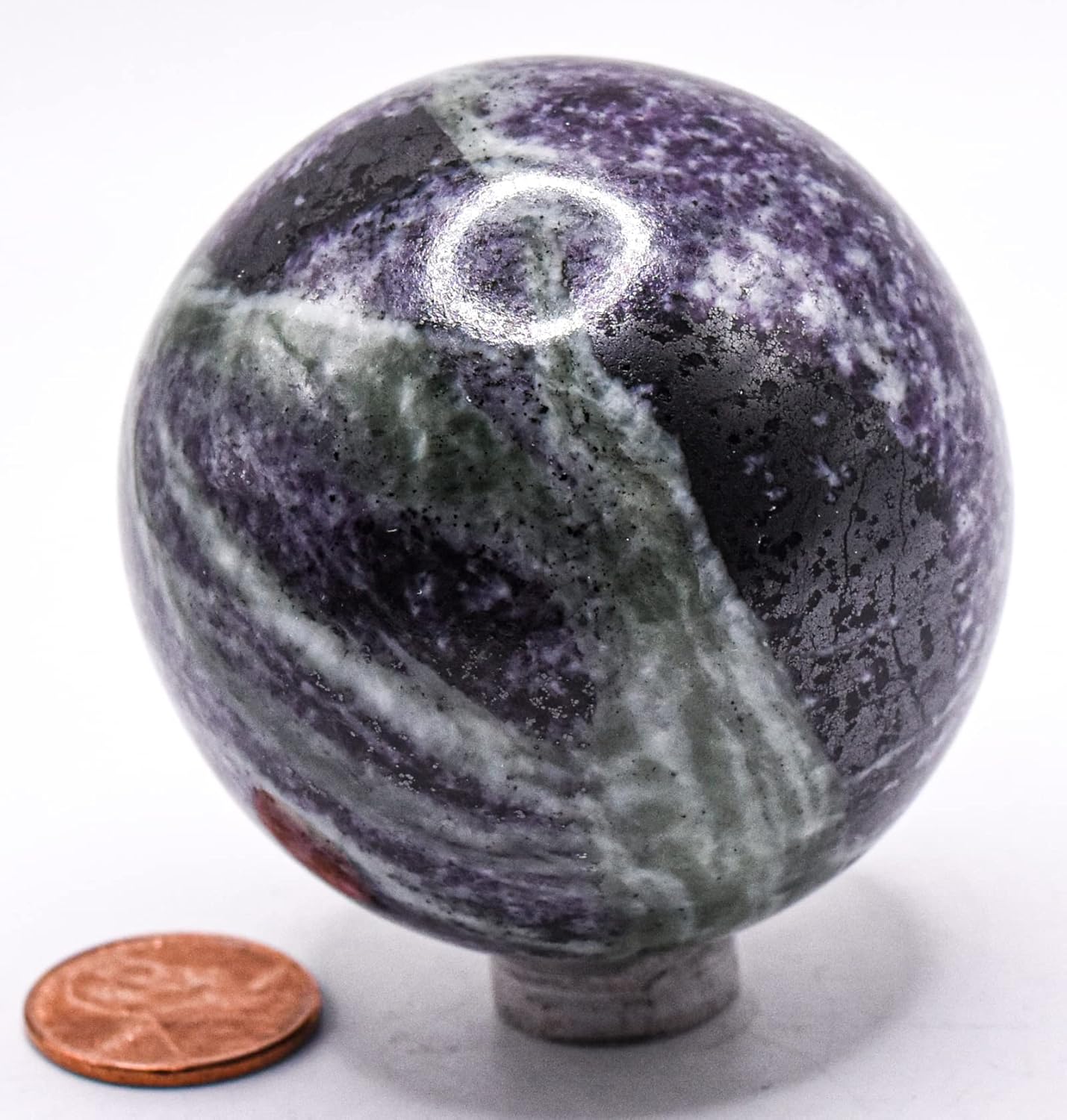 55mm Deep Purple Lilac Kammererite Sphere with Stand