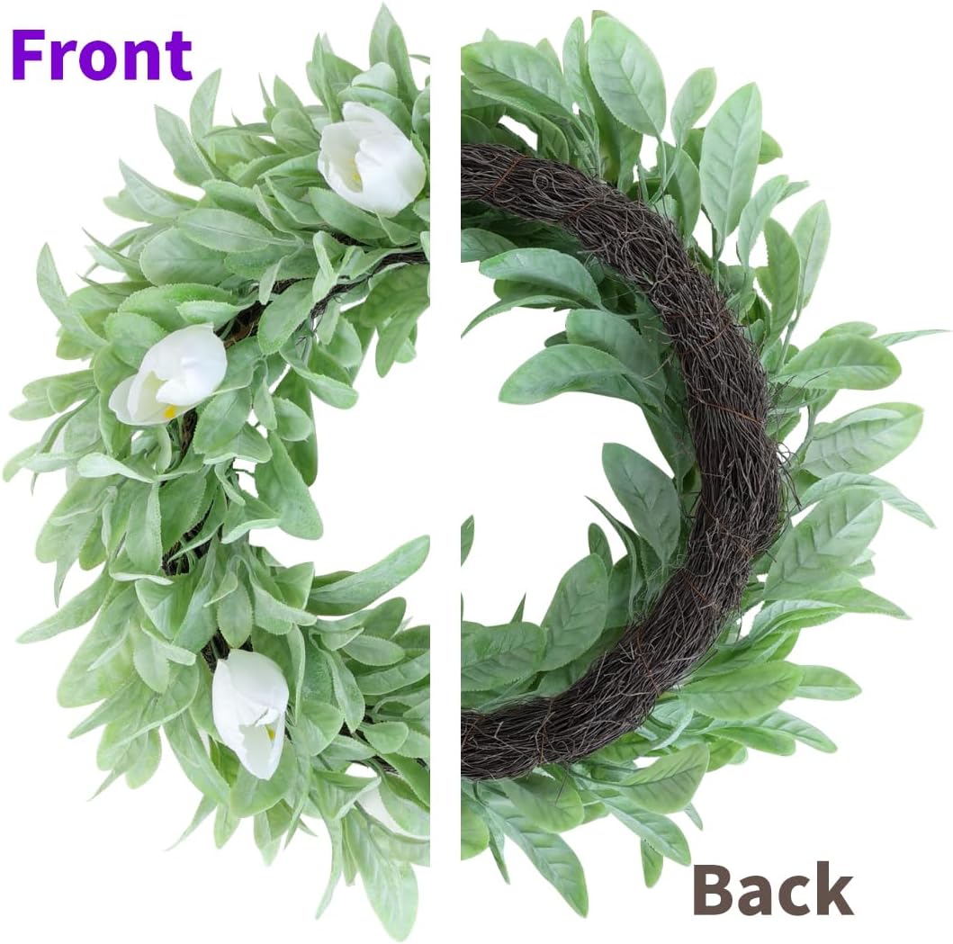 Seasons 18 Inch Lambs Ear Wreath for Home Decor