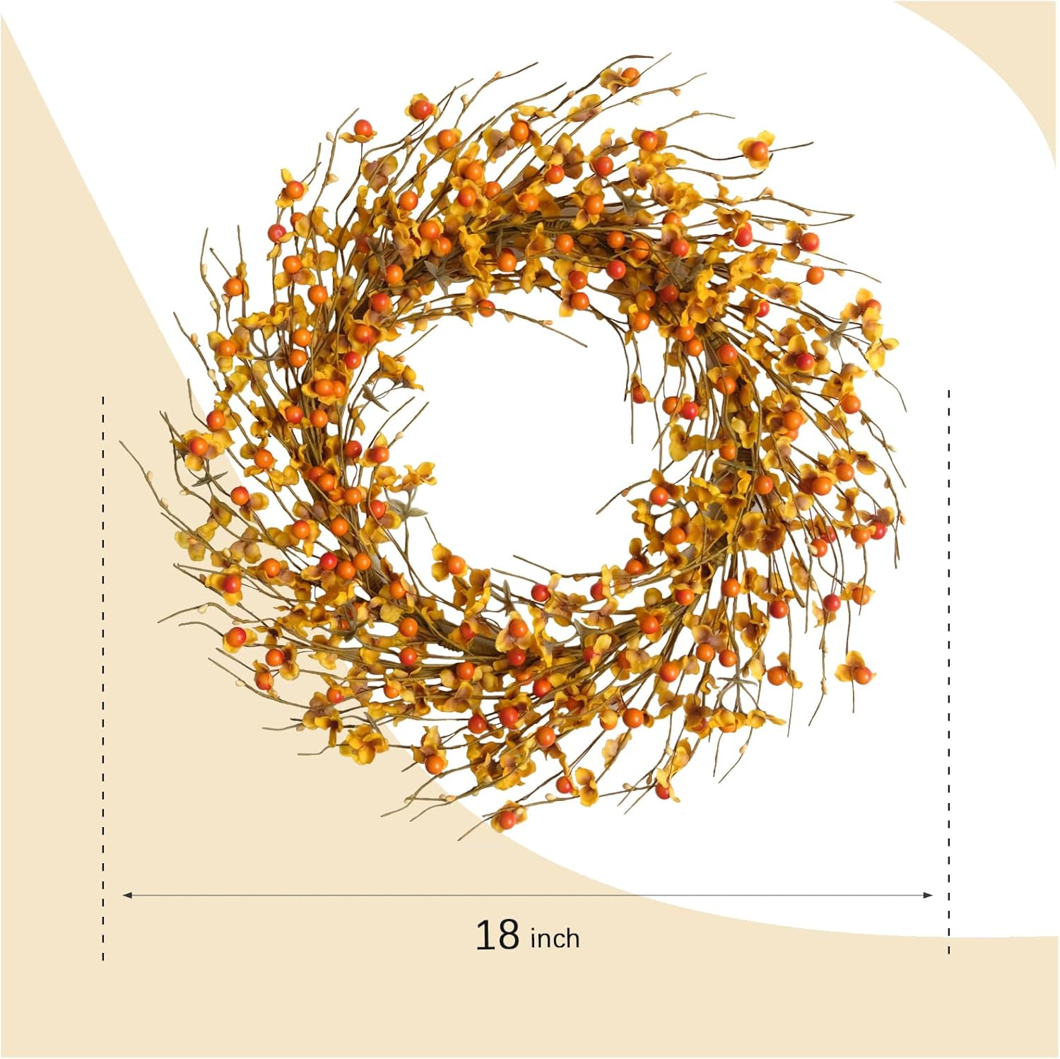 18 Inch Fall Berries Flower Wreath for Front Door