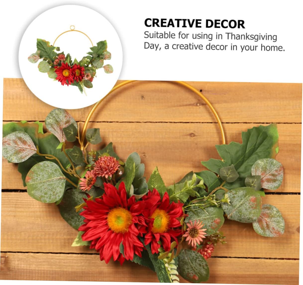 PRETYZOOM Artificial Sunflower Wreath for Thanksgiving Decor