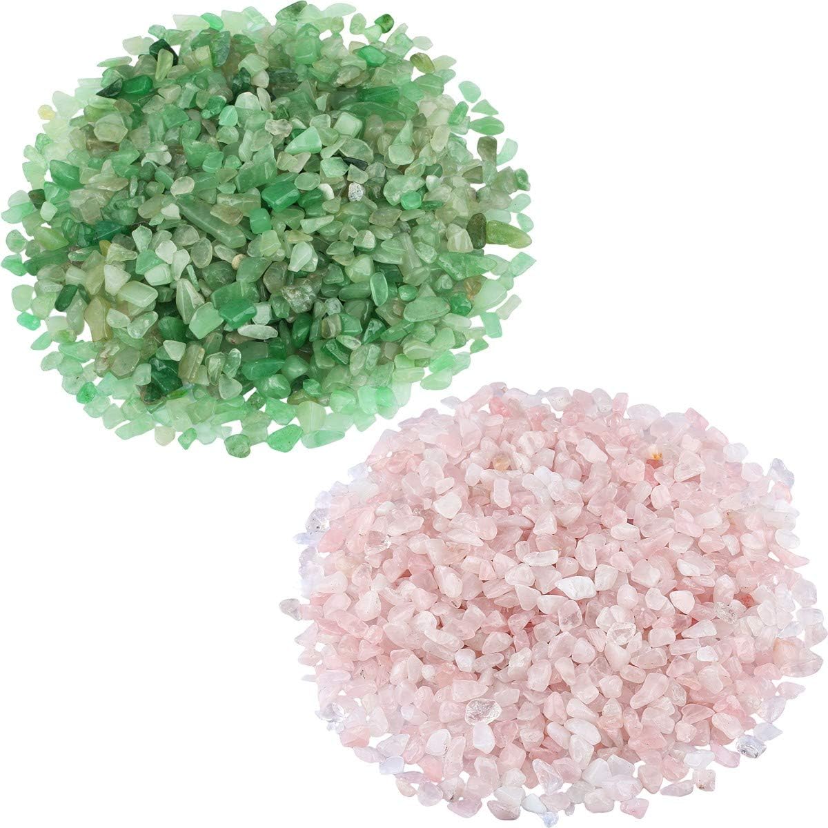 SUNYIK Healing Stones Green Aventurine Rose Quartz Chips
