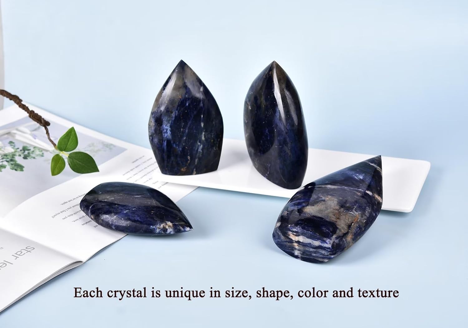 Blue-Veins Stone Healing Crystal Drop Shaped Quartz Wand Tower