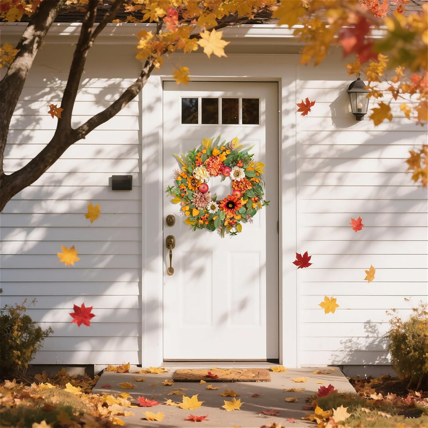 24 Inch Fall Wreath for Front Door Decor