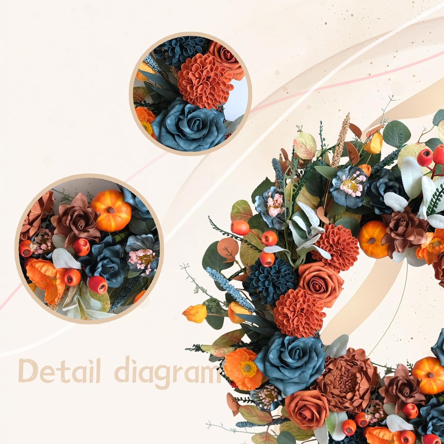 24 Inch Handcrafted Autumn Wreath Decor