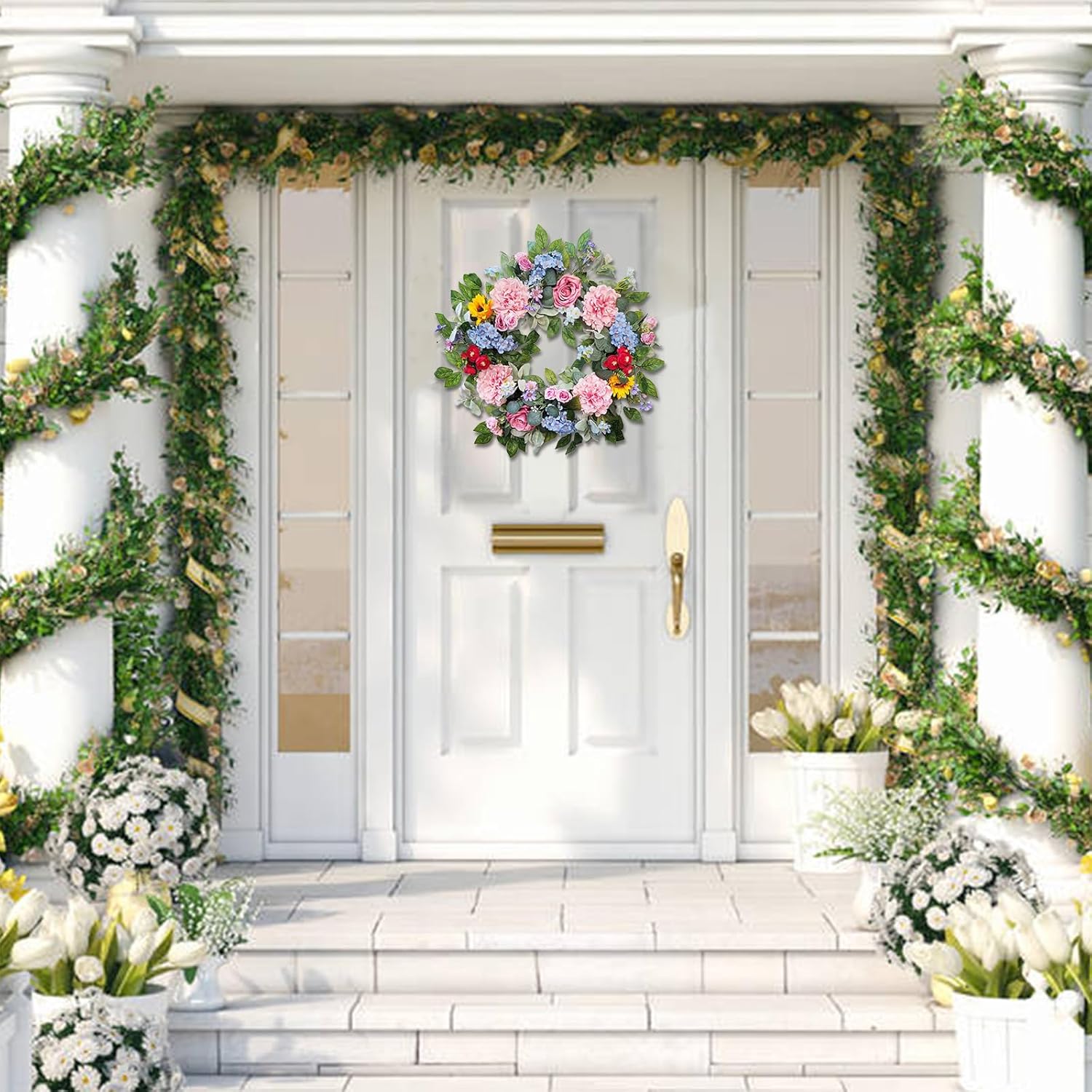 24 Inch Spring Summer Wreath for Front Door