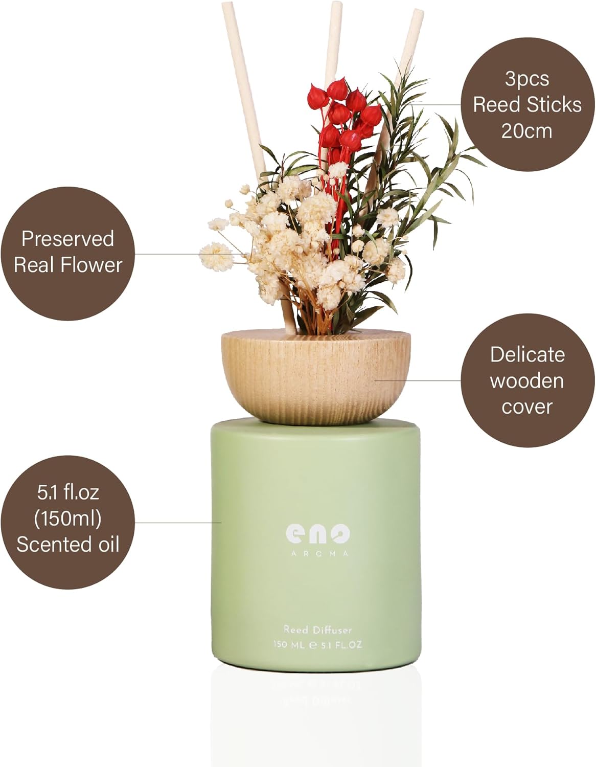 SOXCOMFY Reed Diffuser Set with Dried Flowers
