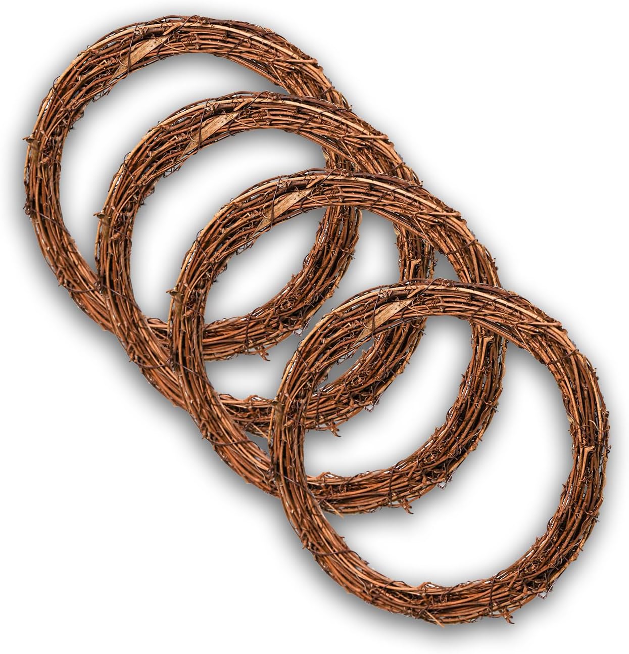 Grapevine Wreath Set 4 Pieces 10 Inch Natural Rattan Garland DIY Christmas Wedding Decor