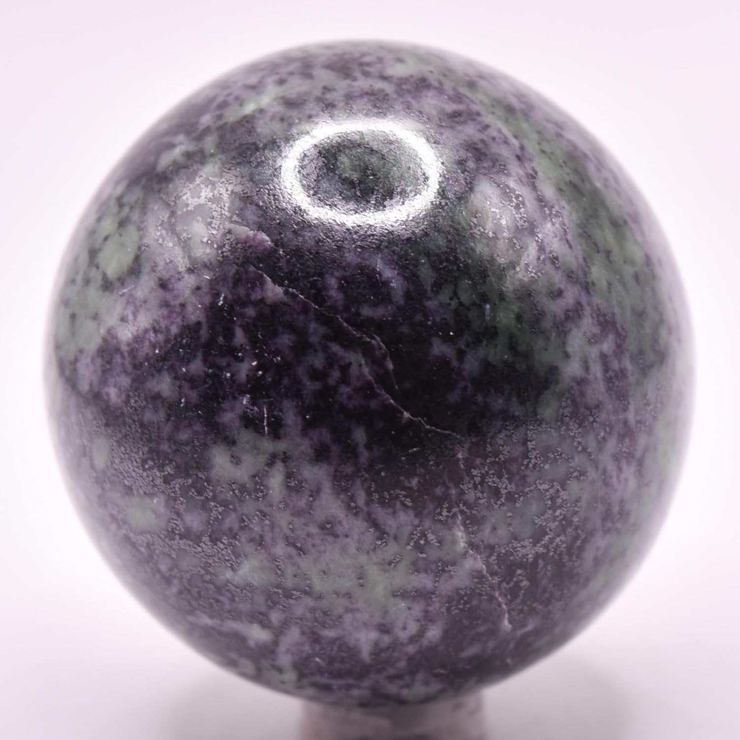 21 Inch Purple Kammererite Sphere with Green Inclusions - India Stand