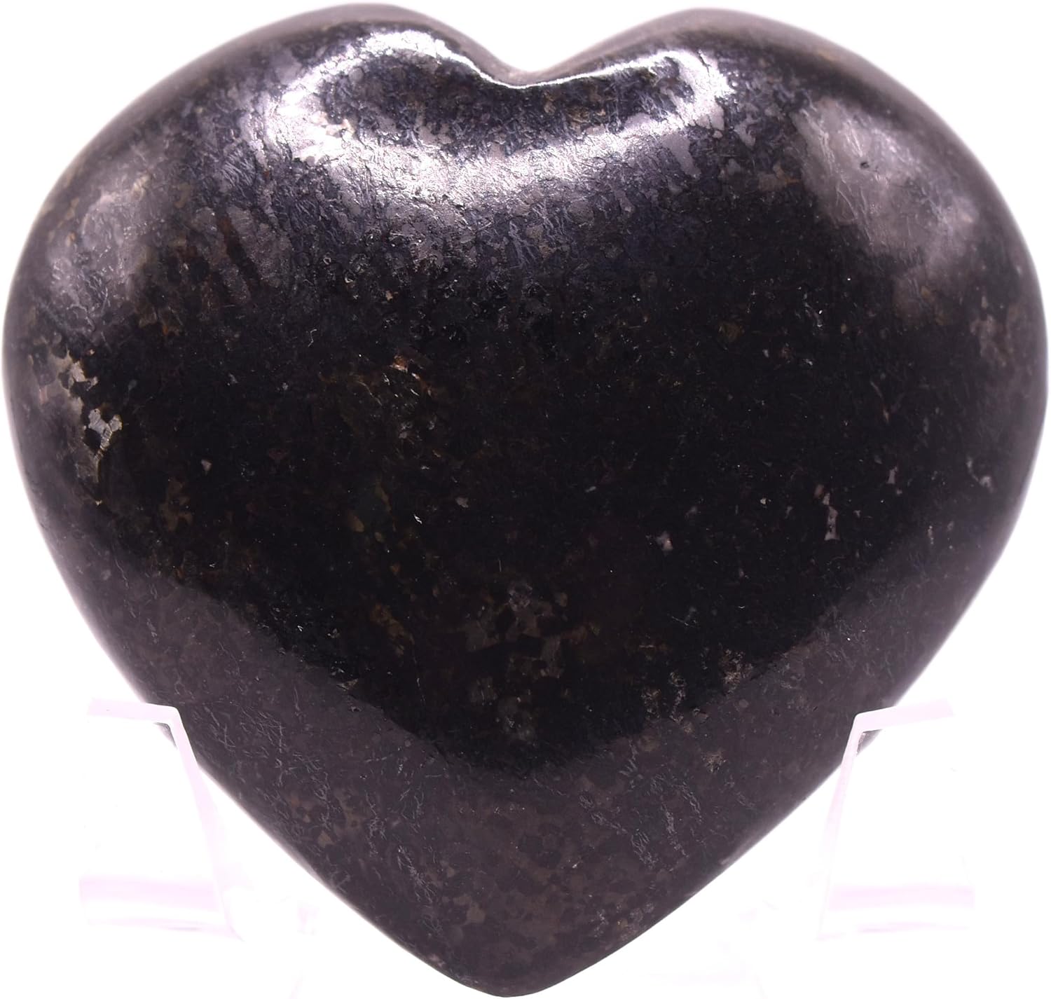 Pair 25 Inch Nuummite Heart Crystals with Stand
