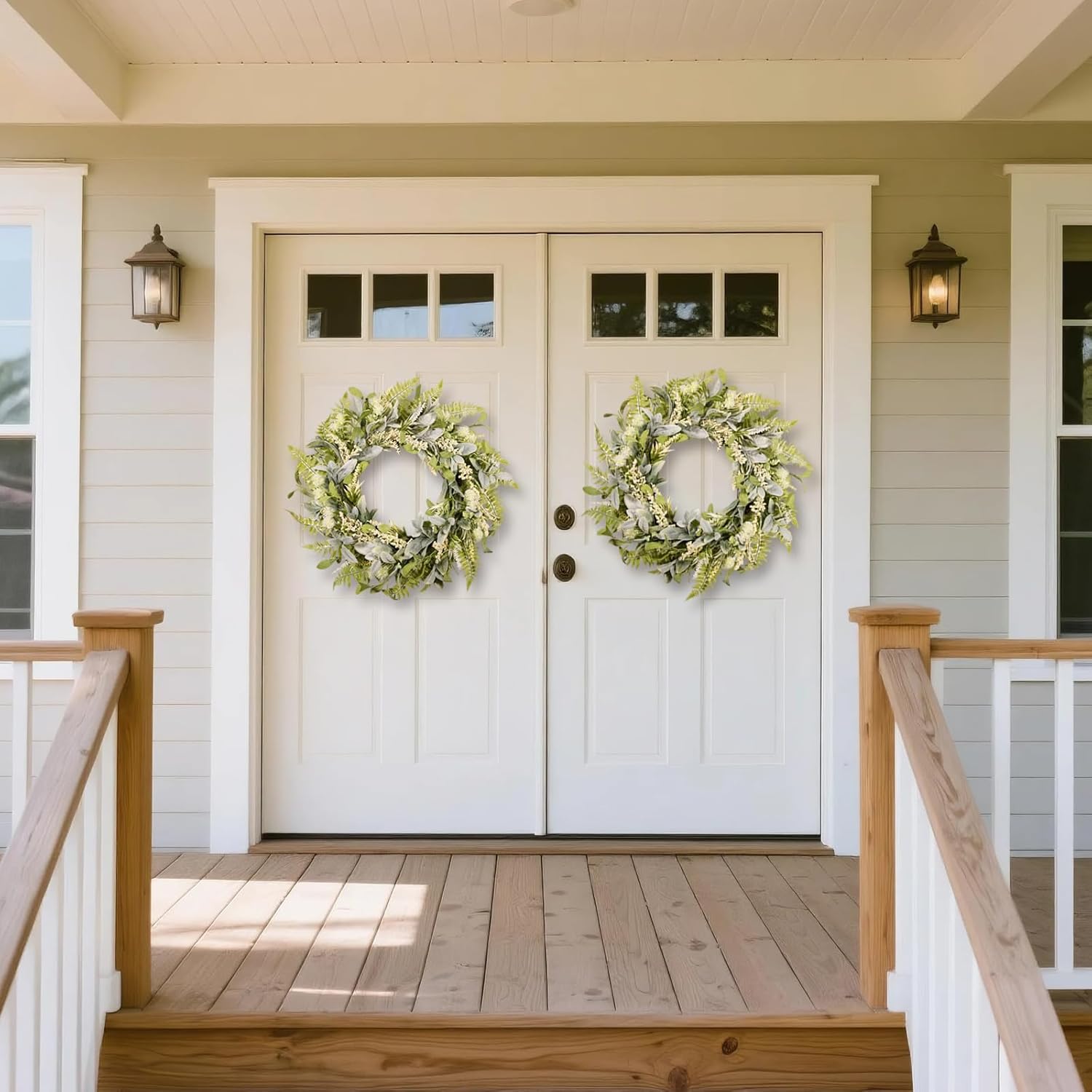 21 Inch Artificial Eucalyptus Wreath for Front Door