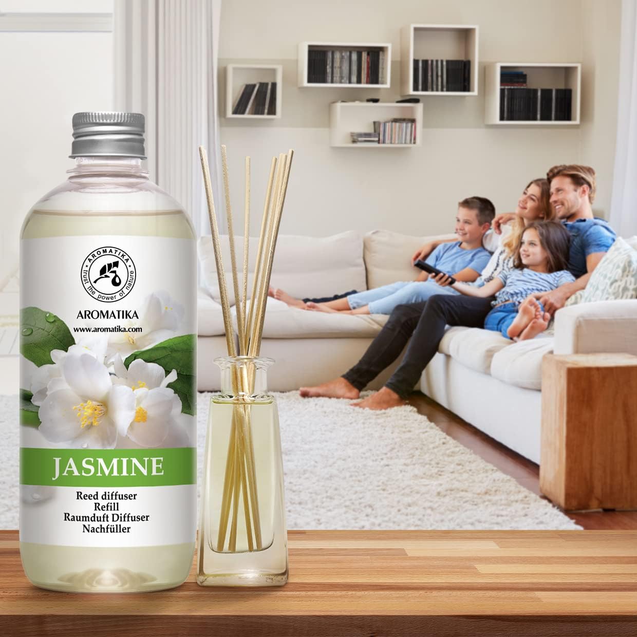 Jasmine Essential Oil Reed Diffuser Refill 2x500ml