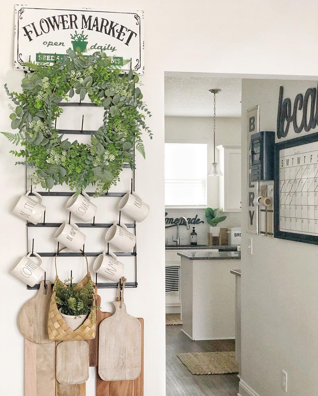 Briful 20in Eucalyptus Door Wreath for Front Door All Seasons Home Decor