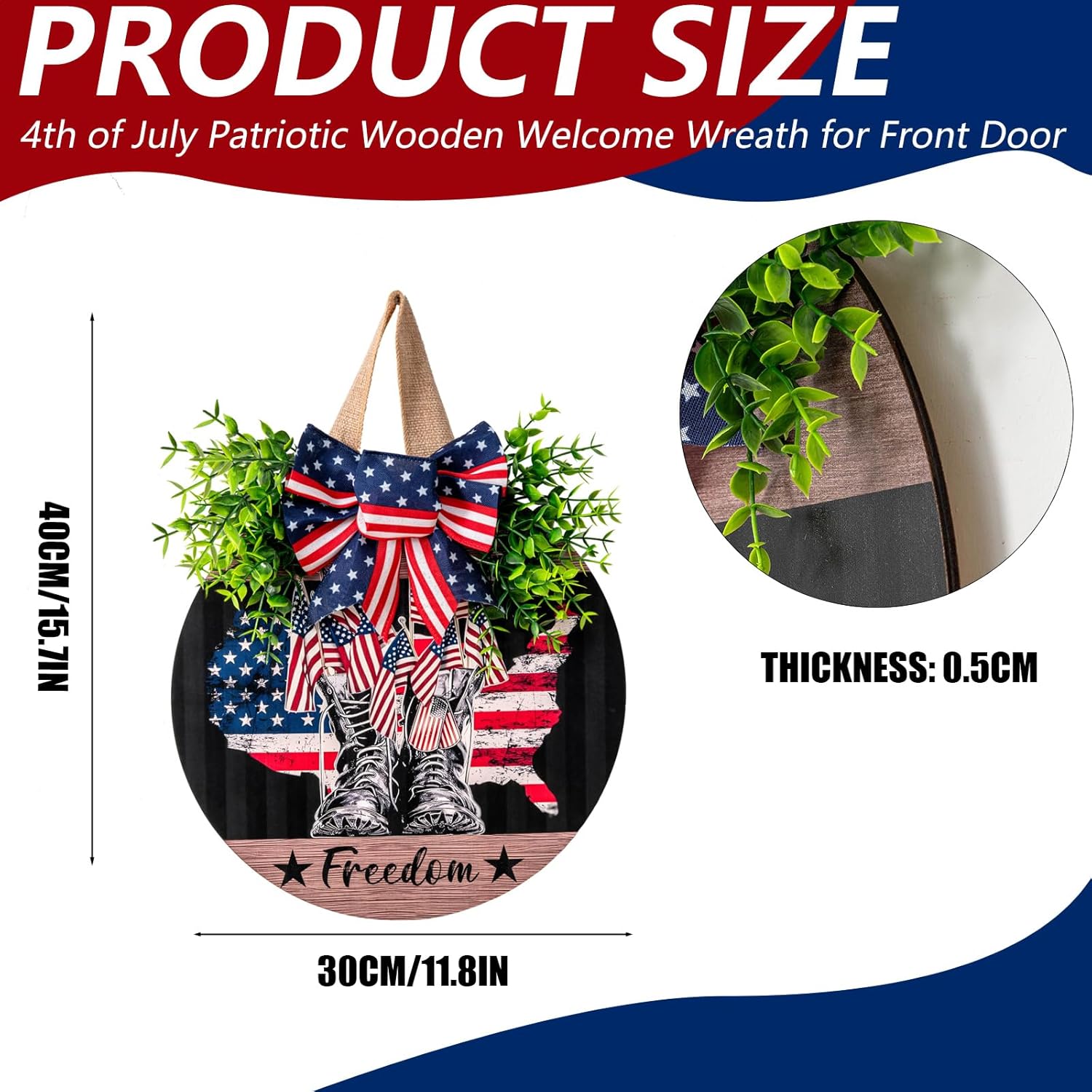 4th of July Patriotic Door Wreath Sign
