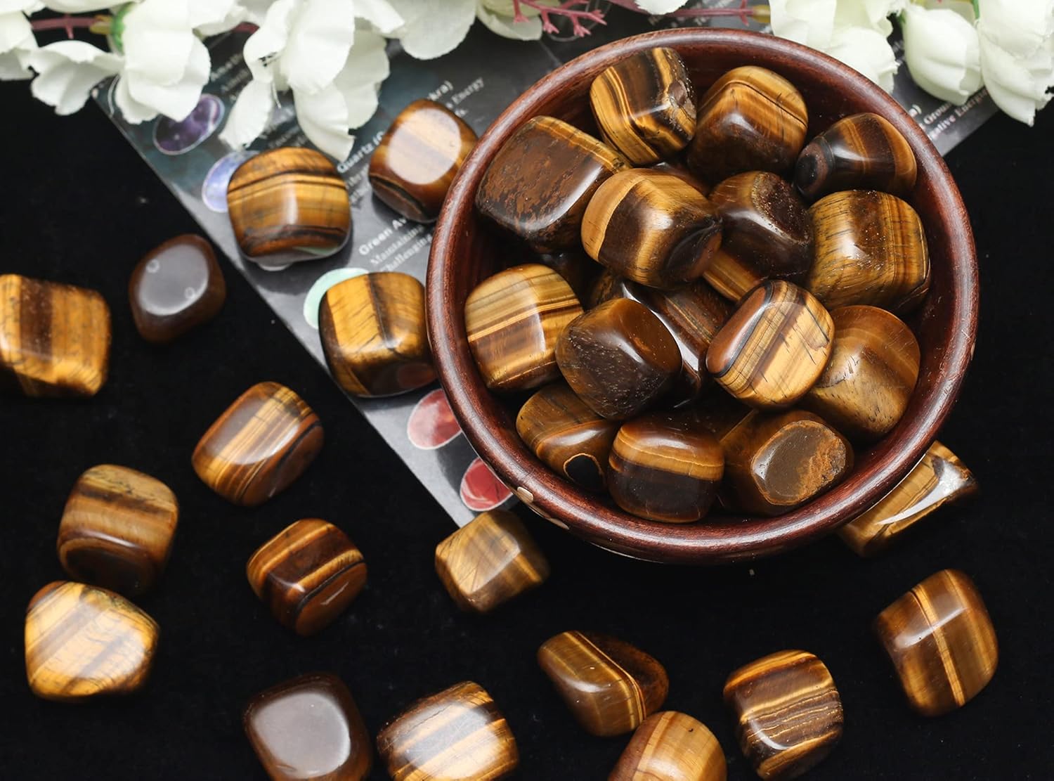 ZAICUS 1lb Tiger Eye and Sodalite Tumbled Stones for Decor and Jewelry