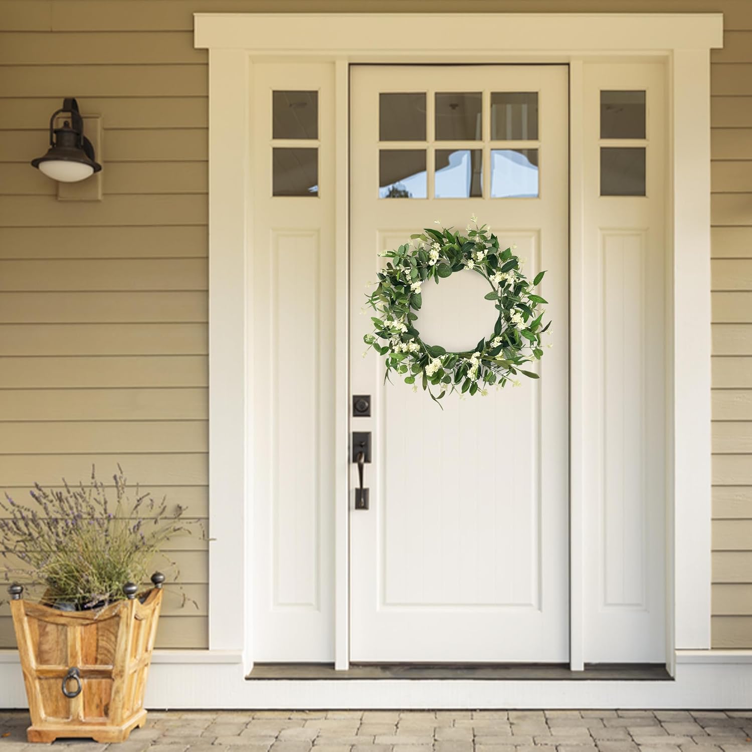 20 Inch Artificial Eucalyptus Wreath for Front Door