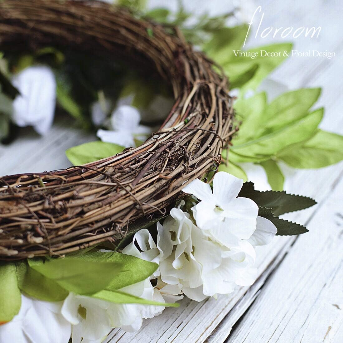 Floroom Artificial White Peony Wreath 15-16 Inches