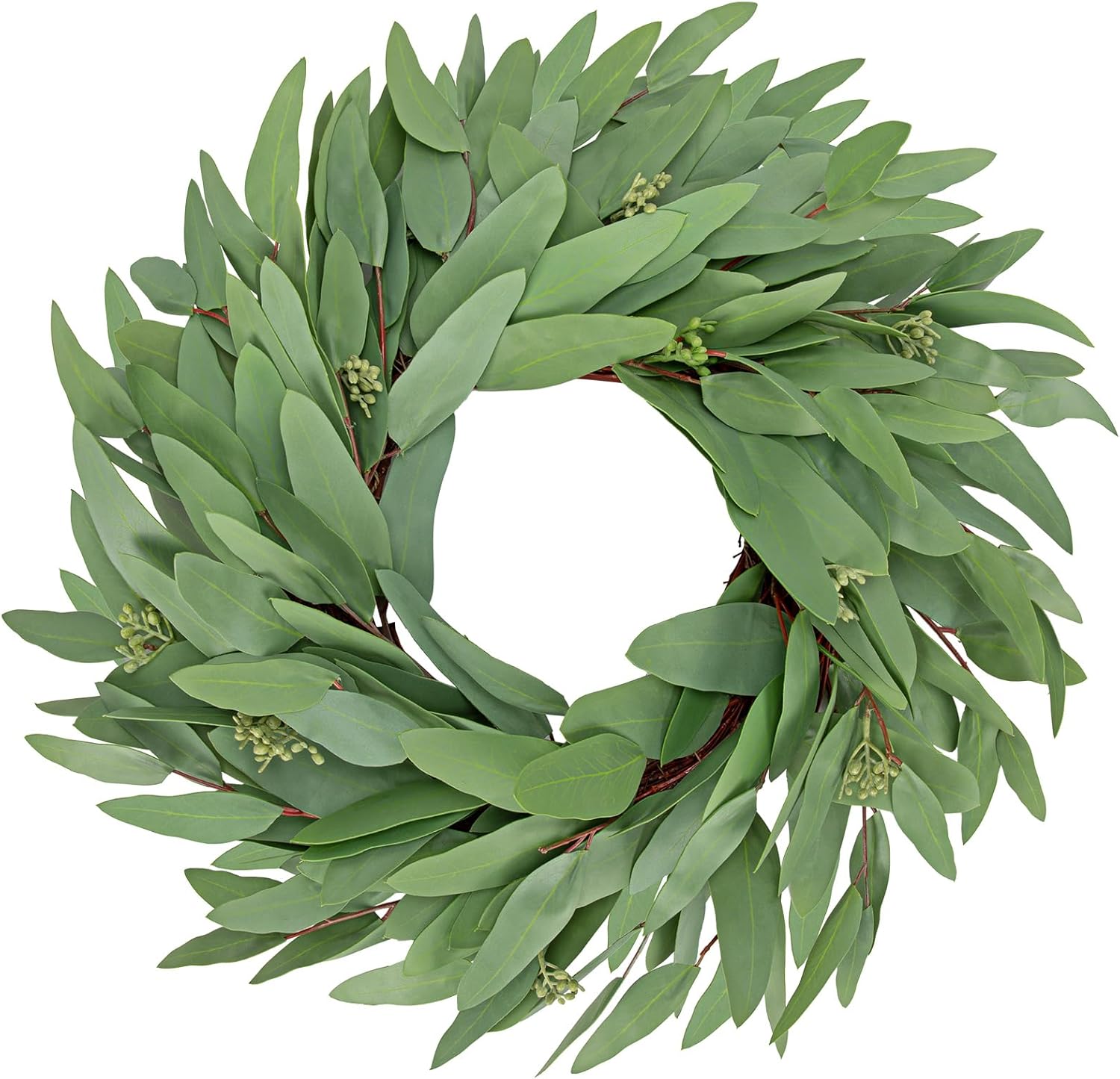 Briful 16 Inch Artificial Seeded Eucalyptus Wreath