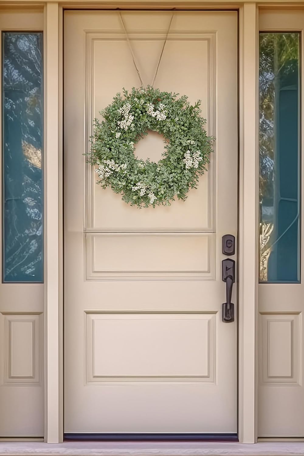 Realistic Greenery Wreath for Front Door - 197 Inch Artificial Eucalyptus Spring Decor